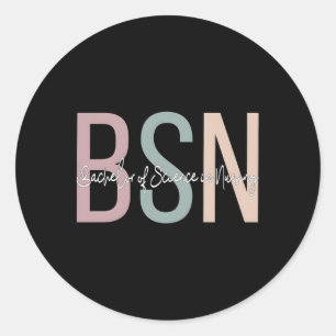 Bsn Boho Bachelor of Science in Nursing Runder Aufkleber