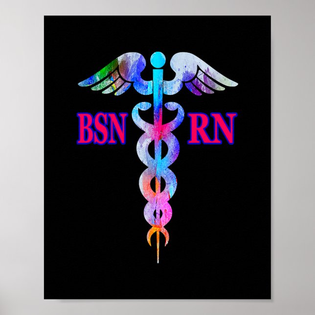 BSN Registered Nurse RN Caduceus Nursing Emblem Poster (Vorne)