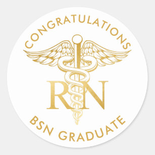BSN RN Imitats Gold Caduceus Medical Staff Custom Runder Aufkleber