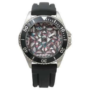 Bstract Eye Geometric Art - Schwarz aus Edelstahl Armbanduhr