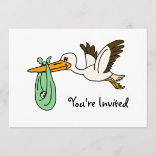 BT- Funny Stork Baby Shower Einladungen