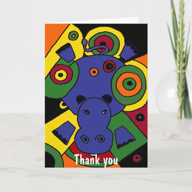 BT- Hippo Abstrakt Art Dankeskarte (Vorderseite)