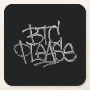 "BTC Bitte" (Schwarz) Rechteckiger Pappuntersetzer