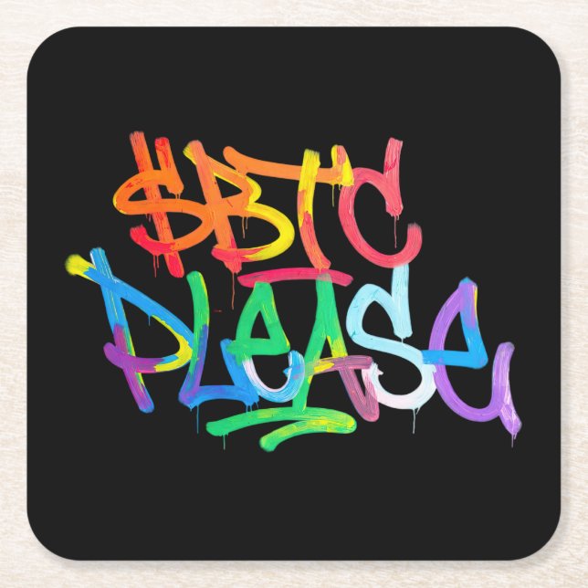 "$BTC Bitte" (Stil 2) Rechteckiger Pappuntersetzer (Vorderseite)