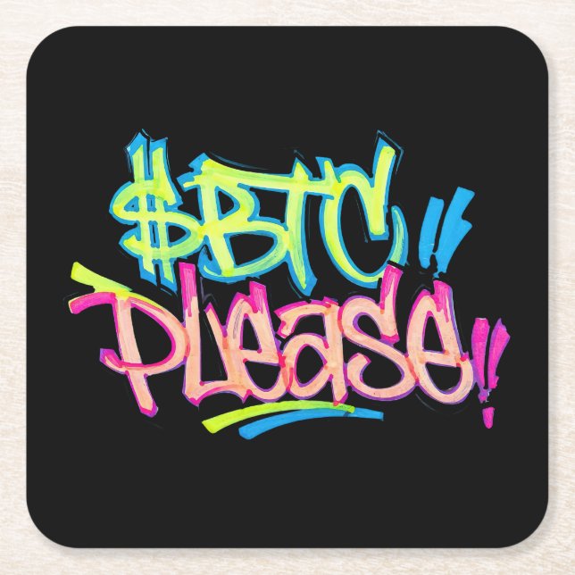 "$BTC Bitte" (Stil 3) Rechteckiger Pappuntersetzer (Vorderseite)