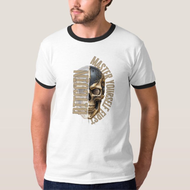 BTC Motivation | Totenkopf | Bitcoin Krypto  T-Shirt (Vorderseite)