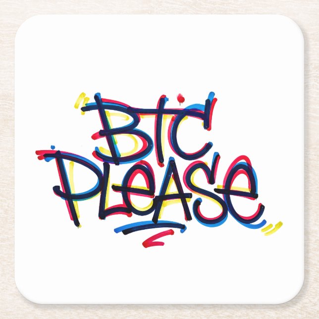 "BTC Please" (Farbe) Rechteckiger Pappuntersetzer (Vorderseite)