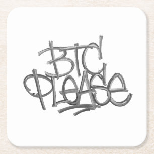 "BTC Please" (Weiß) Rechteckiger Pappuntersetzer