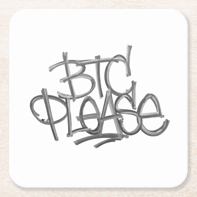 "BTC Please" (Weiß) Rechteckiger Pappuntersetzer (Vorderseite)