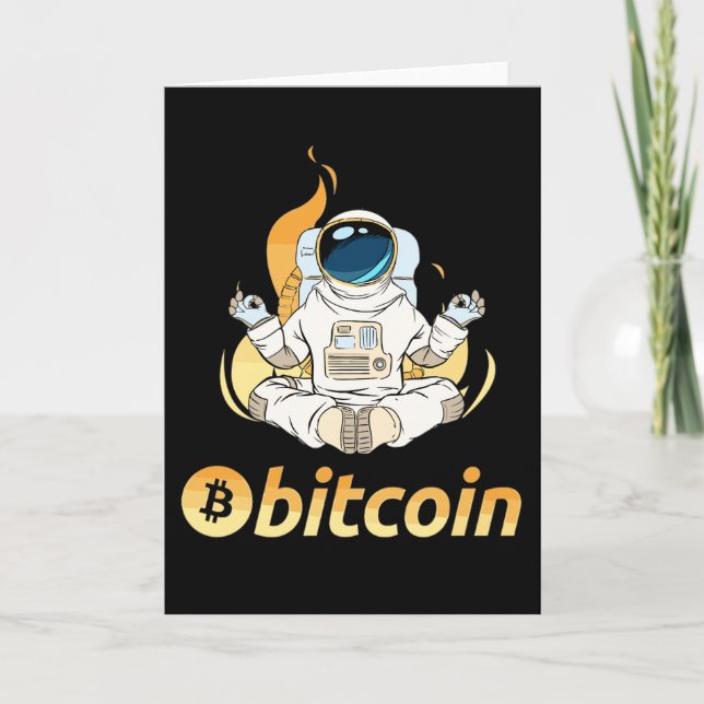 BTC Yoga Astronaut - Bit Me QR Code Wir akzeptiere Dankeskarte (Vorderseite)