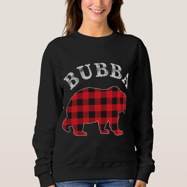 BUBBA Bear RED Black Buffalo Kariert Mama Checkerb Sweatshirt (Vorderseite)