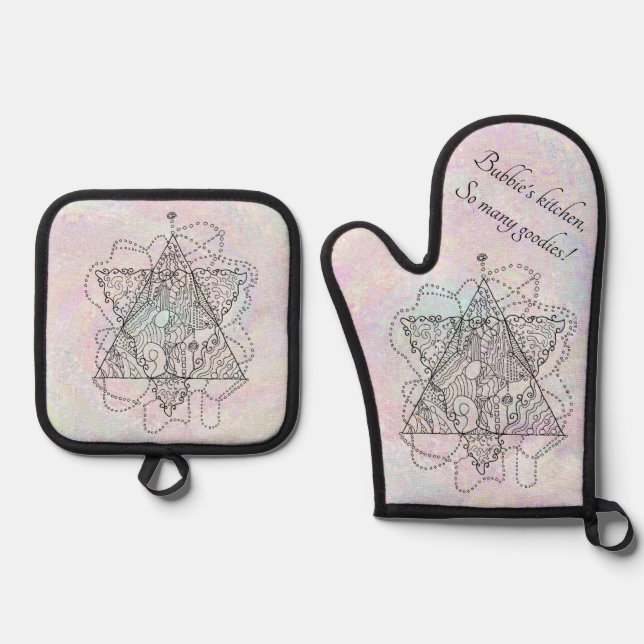 Bubbies jüdischer Küchenstar Ofenhandschuh & Topflappen-Set (Vorderseite)