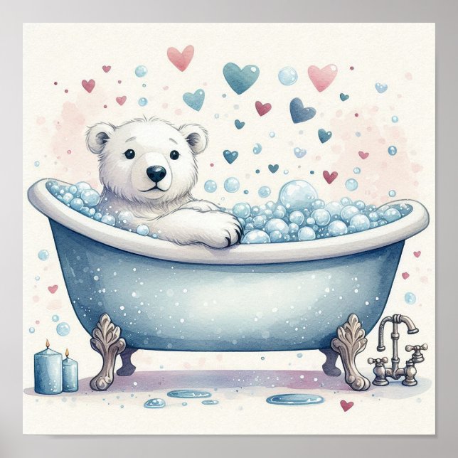 Bubble Bath Polar Bear Poster (Vorne)