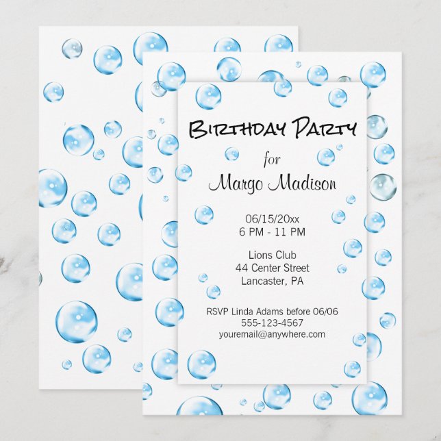 Bubble Birthday Party Einladung (Vorne/Hinten)
