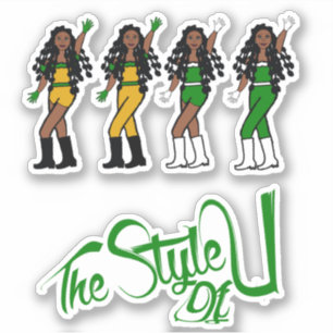 Bubble Braids Dancer Stickers Grün/Gelb Aufkleber
