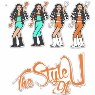 Bubble Braids Dancer Stickers Orange/Aqua Aufkleber