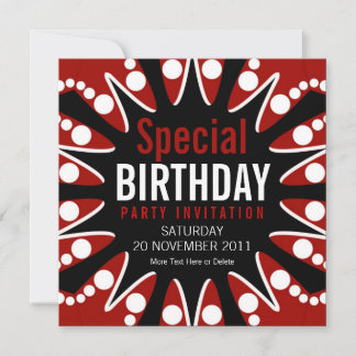 Bubble Burst Red White & Black Birthday Einladung