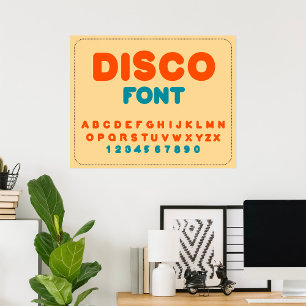 Bubble Disco Alphabet Schriftart Fett Vintage Buch Poster