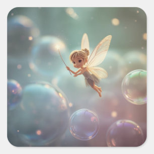 Bubble Fairy Quadratischer Aufkleber