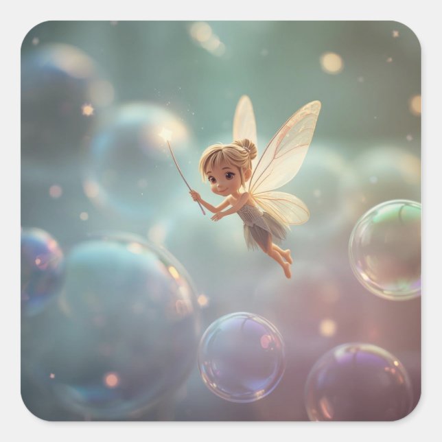 Bubble Fairy Quadratischer Aufkleber (Vorderseite)