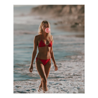 Bubble Gum Beach Babe Coastal Sommer Wandkunst  Poster