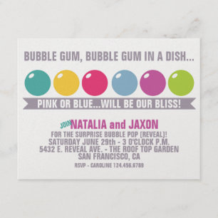 BUBBLE GUM BUBBLE GUM GENDER REVEAL INVITATION EINLADUNG