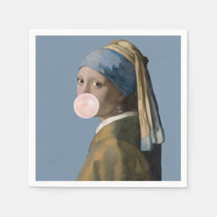 Bubble Gum Diva mit Perlenohrring Serviette