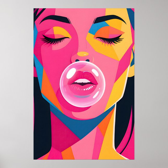 Bubble Gum Girl Pop Art Poster (Vorne)