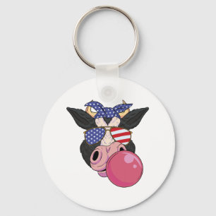Bubble Gum Kuh 4. Juli Design Usa Patriotic Co Schlüsselanhänger