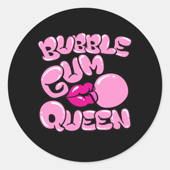 Bubble Gum Queen Runder Aufkleber (Vorderseite)