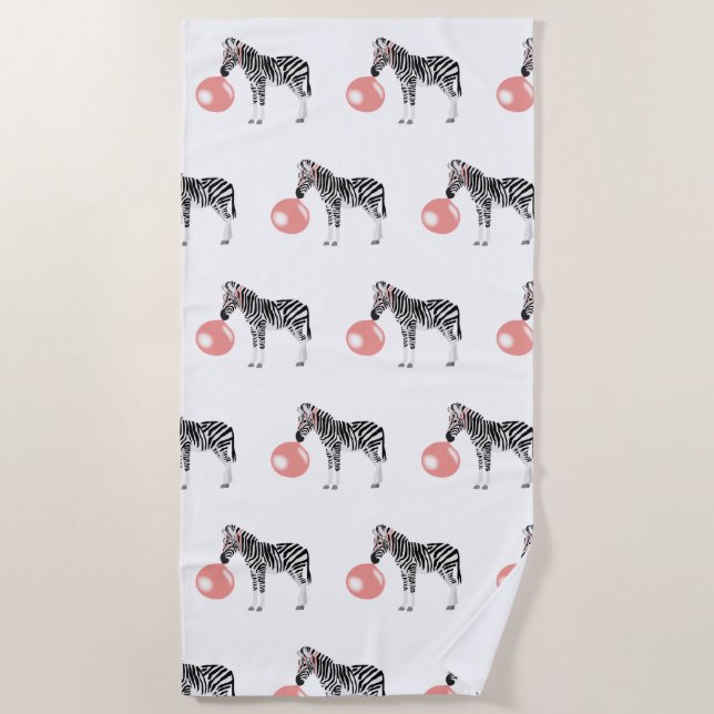 Bubble Gum Zebra Blasble Muster Strandtuch (Vorderseite)