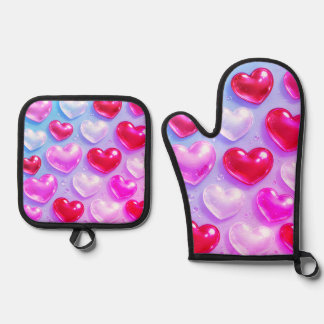 bubble heart ofenhandschuh & Topflappen-Set
