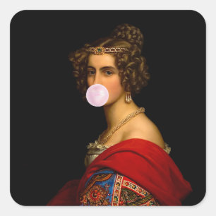 Bubble Kaugummi Diva Bayerische Schönheit Quadratischer Aufkleber