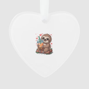 Bubble Kawaii Faultier Trinkt Boba Tee T-Shirt Ornament