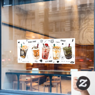 Bubble-Milch-Tee-Boba-Perlen-Milch-Leckere Getränk Fensteraufkleber