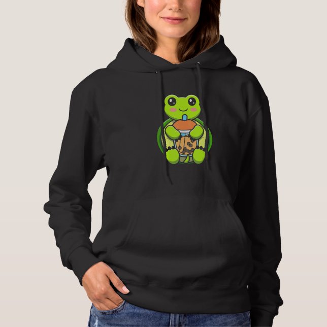 Bubble Milk Tea Turtle Cute Turtle Drinking Boba M Hoodie (Vorderseite)