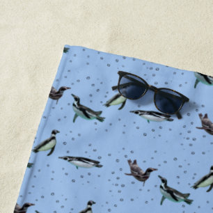 Bubble Penguins Beach Handtuch (Light Blue)