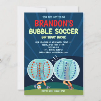 Bubble Soccer Geburtstagsparty Einladung