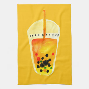 Bubble tea boba Aquarellkunst Geschirrtuch