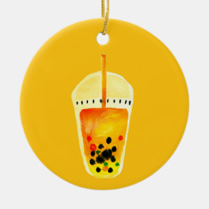 Bubble tea boba Aquarellkunst Keramik Ornament