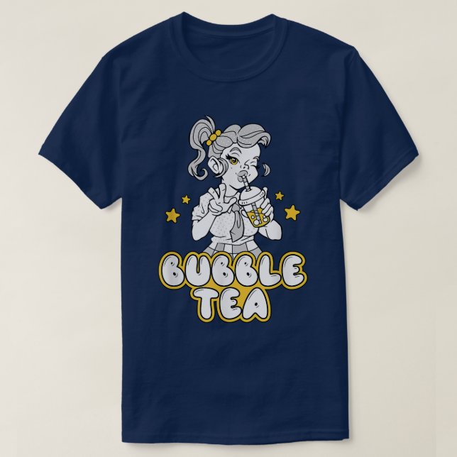 Bubble Tea Boba Tea Cartoon Girl T-Shirt (Design vorne)