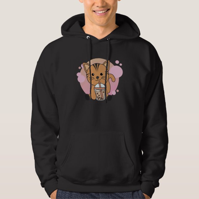 Bubble Tea Cats with Chocolate Tea Sweet Cat Hoodie (Vorderseite)