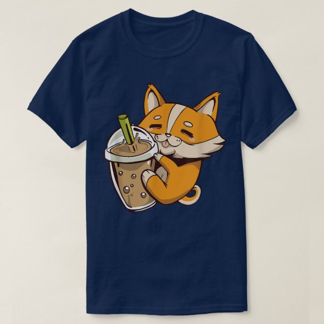 Bubble Tea Corgi Dog Boba T-Shirt (Design vorne)