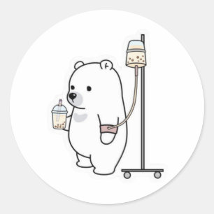 Bubble Tea Eisbär IV Runder Aufkleber