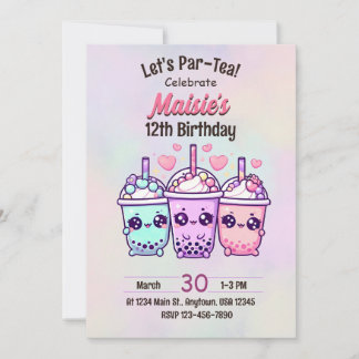Bubble Tea Geburtstagsparty Einladung