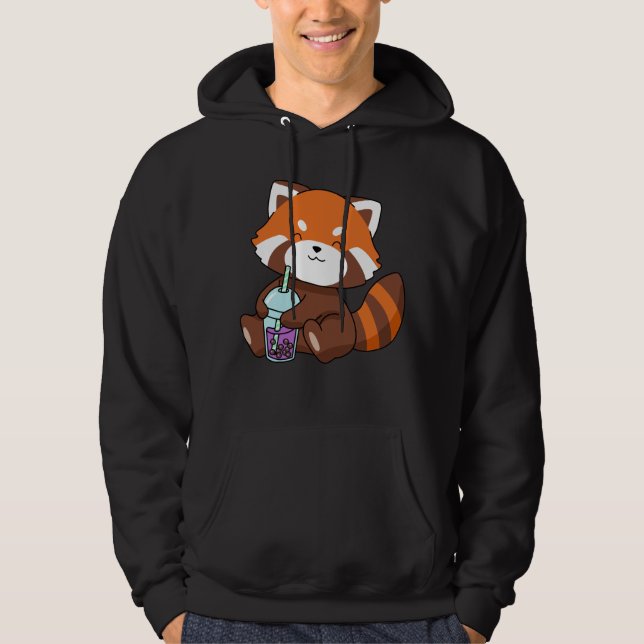 Bubble Tea Gift Girl Red Panda Boba Tea Blubble Te Hoodie (Vorderseite)