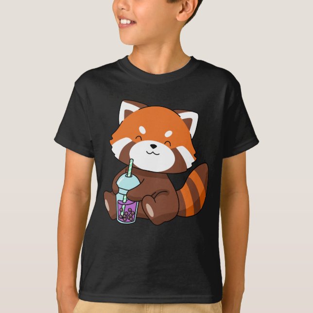 Bubble Tea Gift Girl Red Panda Boba Tea Blubble Te T-Shirt (Vorderseite)