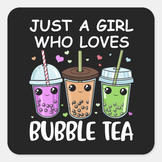 Bubble Tea Gifts Kawaii Bubble Tee Quadratischer Aufkleber (Vorderseite)