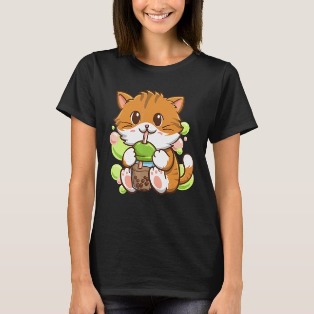 Bubble Tea Katze Boba Tee Trinker Tapioca Kugeln K (Vorderseite)