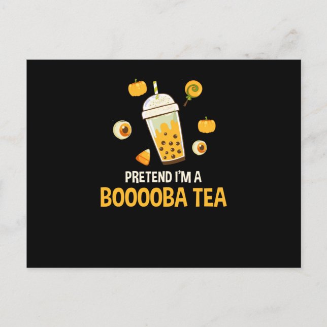 Bubble Tea Kawaii Halloween Postkarte (Vorderseite)